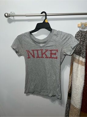 Nike Gray T-Shirt with Red Print